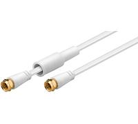 Cable coaxial MANAX Sat, Conector F, blindado, Plano, 7.5 m, Blanco/Dorado con Ojales
