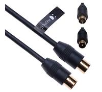 Cable Coaxial RF Cable Aéreo de TV 5m Coaxial Coax Enchufe Masculino a Femenino Toma de Antena Extensión Compatible con ONO Euskaltel R Telecable, DVD, VCR | Conector M-F Dorado | Negro