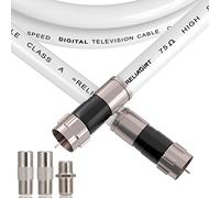 Cable coaxial RG6 blanco con conector F, adaptador hembra doble F81/RF, cable coaxial de baja pérdida de alta velocidad para TV HD, plato, satélite, antena, cable de TV de 15 pies