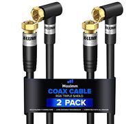 Cable coaxial RG6, con un conector de ángulo recto de 90°, 15 pies, cable coaxial tipo F, cable coaxial triple blindado, paquete de 2 (negro)