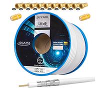 Cable coaxial SAT de 135dB 25m CCS PRO Cable de antena coaxial blanco blindado de 5 vías acero cobre para sistemas DVB-S / S2 DVB-C/T + conector F 10x Y conector F 2X gratis