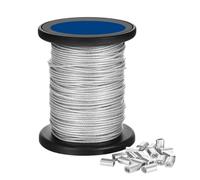 Cable Colgante de Acero Inoxidable 304, Cable de Acero Inoxidable Recubierto PVC 1,5-3 mm x 50 m con Kit 30 Manguitos engarce(1.5mm)