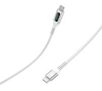 Cable con pantalla LCD USB C/USB C 5A 1,2m Nylon trenzado PD 100W Blanco Bigben