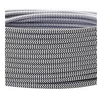 Cable con revestimiento textil, cable de alimentación de 3 hilos, 3 x 0,75 mm², con conductor a tierra, accesorios de lámpara (5 m, Blanco Negro)
