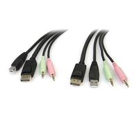 Cable conmutador KVM DisplayPort StarTech DP4N1USB6 USB audio micrófono 1,83 m negro