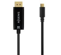 Aisens Cable conversor A109-0688 USB-C macho a DisplayPort macho hasta 27W 8K@60Hz 0.8 m Negro