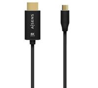 AISENS - A109-0712 - Cable Conversor Aluminio USB-C a HDMI 2.1 8K@60Hz, USB-C/M-HDMI/M, Negro, 2.0M