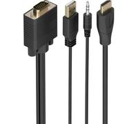 Cable Conversor Aisens A122-1015 SVGA Macho - USB Macho - Jack Macho/ HDMI Macho/ 2m/ Negro