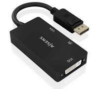 Cable Conversor Aisens A125-0861/ DisplayPort Macho/ VGA Hembra - DVI Hembra - HDMI 4K Hembra/ 15cm/ Negro