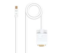 Cable conversor Mini DP a VGA, 2.0 m, blanco; ideal para conectar dispositivos de video a monitores o proyectores.