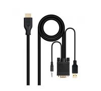 Cable Conversor Nanocable 10.15.4612/ HDMI Macho - VGA Macho/ Jack 3.5 Macho/ USB Macho/ 1.8m/ Negro