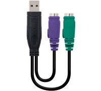 Cable Conversor NanoCable PS/2 a USB 2xPS/2/F-A/M 15 CM Negro