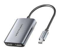 Cable conversor vention aczhb/ usb tipo-c macho - 2x hdmi macho/ gris