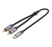Cable Conversor Vention BGUHI USB Tipo-C a 2x RCA Macho 3m Gris Chip Jieli Blindaje