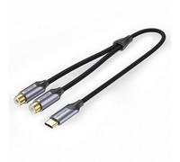 Cable conversor Vention BGVHG USB-C a 2 RCA Hembra 1.5m Gris chip Jieli 1279A Hi-Fi