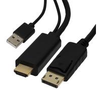 Cable Convertidor AV HDMI A DisplayPort Macho con USB 2m Negro Para PC/Laptop