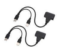 Cable Convertidor de 2 Piezas, 480 Mbps Niquelado USB Dorado Puerto SATA Conector Convertidor Cable Adaptador USB 2.0 SATA 7 + 15 Pines Adaptador para Disco Duro/SSD de 2,5 Pulgadas
