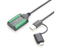 Cable convertidor serie 4 en 1 USB a RS232-RS485-RS422-TTL con chip FTDI, cable adaptador multipuerto USB-C a bloque de terminales para Windows/Linux/Android (1 m/3,3 pies)