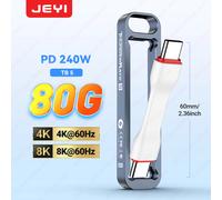 Cable corto tipo C JEYI de 80Gbps con capacidad de almacenamiento, PD240W para iPhone, Samsung, OnePlus, Sony, carga rápida compatible con Thunderbolt 5/4/3 F60Pro-Cover