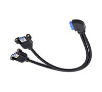 Cable CY de 19/20 pines en ángulo recto a USB 3.0, doble puerto, hembra, tipo de montaje con tornillo, 90 grados, 5 Gbps