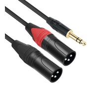 Cable de 3,5 mm a 2 XLR Macho, Adaptador TRS a Doble XLR, Cable Auxiliar de Audio No Balanceado para Conectar Smartphone, Tableta, PC a Mesa Mezclas, Monitores Estudio, Micrófono Altavoces, 1,5 Metros