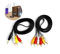 Cable de 3 RCA Macho & Cable AV de 3,5 mm a RCA, Juego de 2 Cables AV, Cable de Audio y Vídeo, Conectores Chapados en Oro, Compatible con TV, DVD, VCR, Cine en Casa, Consolas 1.5 m