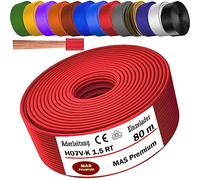 Cable de 5 a 100 m H07 V-K 1 x 1,5 mm², cable flexible simple (rojo, 80 m)