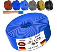 Cable de 5 a 100 m H07 V-K 1 x 6 mm², negro, marrón, azul oscuro, amarillo, gris o azul claro, cable individual flexible (azul claro, 90 m).