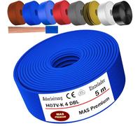 Cable de 5 a 100 m H07 V-K 4 mm² negro, marrón, azul oscuro, amarillo verdoso, gris, azul claro, blanco o rojo, cable individual flexible (azul oscuro, 5 m)