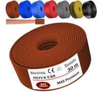 Cable de 5 a 100 m H07 V-K 6 mm² negro, marrón, azul oscuro, amarillo verdoso, gris, rojo o azul claro, cable individual flexible (marrón, 30 m)