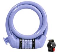 Cable de 6 dígitos para candado combinado de 11 mm para seguridad de | 120 cm de longitud, envuelve marcos y postes, cable flexible, asegura las ruedas de la motocicleta (morado)