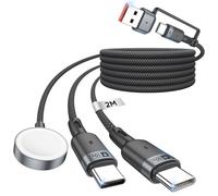 Cable de A-pple Watch Cargador -Cable Tipo C 3 en 2, 2M, 60W Multi USB C Carga Rapida, Cable USB Tipo C Carga Rápida Compatible con iWatch Ultra 2/SE 2/8-2, con iPhone 17/16/15 Pro Max, iPad, AirPods