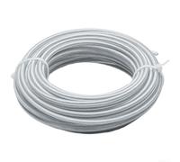 Cable de acero de 3 mm reforzado con alambre de nailon para cortacésped, cuerda de corte de césped, cuerda de larga duración, color blanco, rollo de 20 metros para tareas de recorte y bordes de jardín