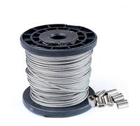 Cable de acero inoxidable, Cuerda de alambre de acero inoxidable 7x7, revestimiento de PVC for pesca, elevación de varios tamaños, abrazaderas de 10 Uds.(1.5mm 200M)