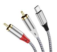 Cable de adaptación estereofónica USB C a 2 rca, adecuado para televisores, computadoras, teléfonos móviles, reproductores mp3, altavoces, radios para vehículos, tabletas, amplificadores, altavoces.