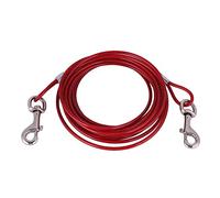 Cable de alambre de acero de 5 mm x 5 m, resistente a mordeduras para perros grandes, cuerda de seguridad para mascotas al aire libre para camping, picnics (rojo)