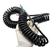 cable de alambre de acero espiral, Cable espiral telescópico de 3 núcleos y 4 mm diámetro, elástico, 1 a 2 metros(Stretch 1 meter)