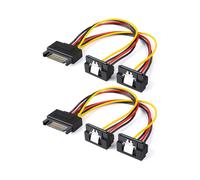 Cable de alimentaci?n SATA, paquete de 2, cable divisor macho de 8 pulgadas y 15 pines a 2 cables divisores hembra en ?ngulo descendente SATA