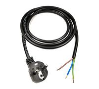 Cable de Alimentación 10 Metros con Terminales, Negro | Enchufe 230V, 16A, IP20, Enchufe Schuko, Tripolar