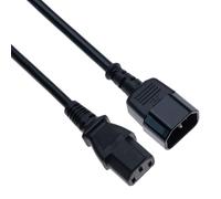 Cable de alimentación AC UK IEC C13 a C14 1m extensión Macho a Hembra, Compatible con PC, Monitor, Impresora, PDU, SAI, servidores, Equipos de Audio/vídeo (Negro)