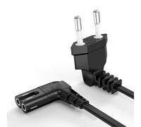 Cable de alimentación Ancable de 1 m - Cable de alimentación C7 con Enchufe Europeo de 90° para televisores, Certificado VDE, Compatible con PS5, PS4, Xbox, PC y pequeños aparatos - Negro