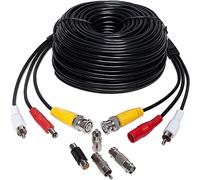 Cable de alimentación BNC para cámara de seguridad de audio y vídeo HD de 30,48 m - Regalo BNC - Cable de extensión todo en uno prefabricado con conectores BNC RCA 30 m 3 en 1 (100 pies)