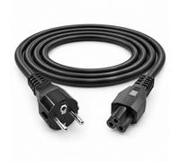 Cable de Alimentación C5 Trébol 1 m, Cable Trébol, Enchufe Europeo CEE 7/7 Acodado 90° con Toma de Tierra, Cable Corriente 2,5 A para Portátil Monitor Pantalla y Adaptador con Entrada IEC C6, Negro