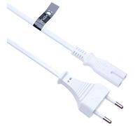 Cable de Alimentación C7 de 2 Clavijas Euro Figura 8 Compatible con Epson Stylus SX235W DX6000 DX6050 XP600 XP605 XP605 XP700 Impresor Fig 8 Euro Conector Fig8 Blanco (2 Metros)