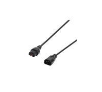 Cable de alimentación negro IEC C14/IEC C13 recto M/F de 5m con bloqueo IEC LOCK
