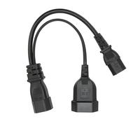Cable de alimentación con divisor en Y para compatibilidad universal, convierte el estándar IEC320C14 a C13 y chasis europeo, con capacidad de