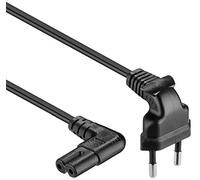 Cable de alimentación con euroconector a conector C7 hembra de 2 polos, 90º, acodado, para televisores planos, monitores, radios, etc.