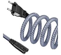 Cable de alimentación de 2 pines, cable de alimentación de 3 m, cable de alimentación (CEE 7/16 a C7), enchufe europeo tipo C con VDE, cable trenzado de nailon para dispositivo pequeño para TV, PS3