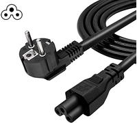 Cable de Alimentación de 3 Clavijas CEE 7/7 en IEC 320 C5, 3 Pin AC Enchufe UE, 10A 250V, Cable de Trébol para Cargador de Portátil, Monitores y Television, (IEC C5, 1.50 Metros)