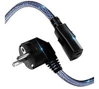 Cable de alimentación de 3 pines, RIKSOIN cable para dispositivos de baja tensión de 10 m, nylon trenzado, cable de corriente universal (CEE 7/7 a IEC60320 C13) con VDE para monitores, PC, impresoras